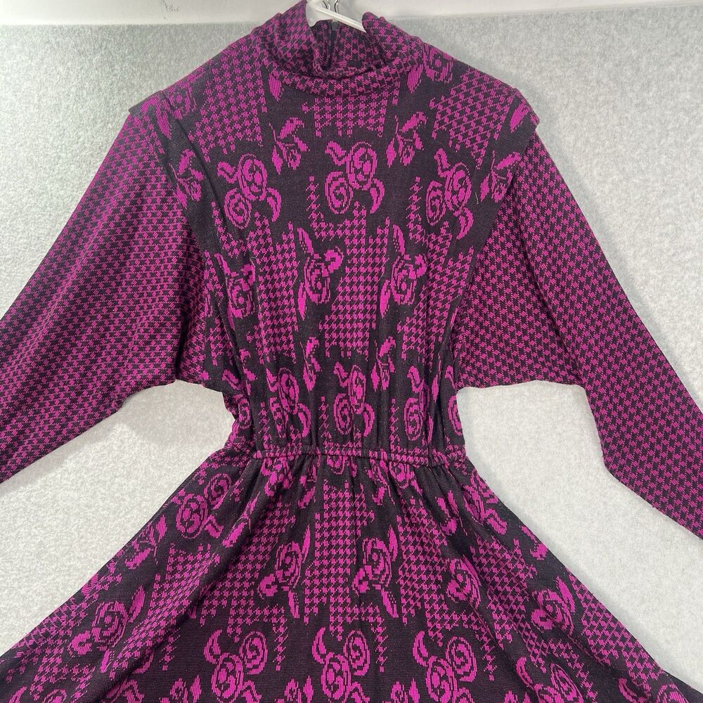 Vintage 1980s California Girl by Petrina Aberle floral houndstooth knit s/m* - Picture 10 of 16